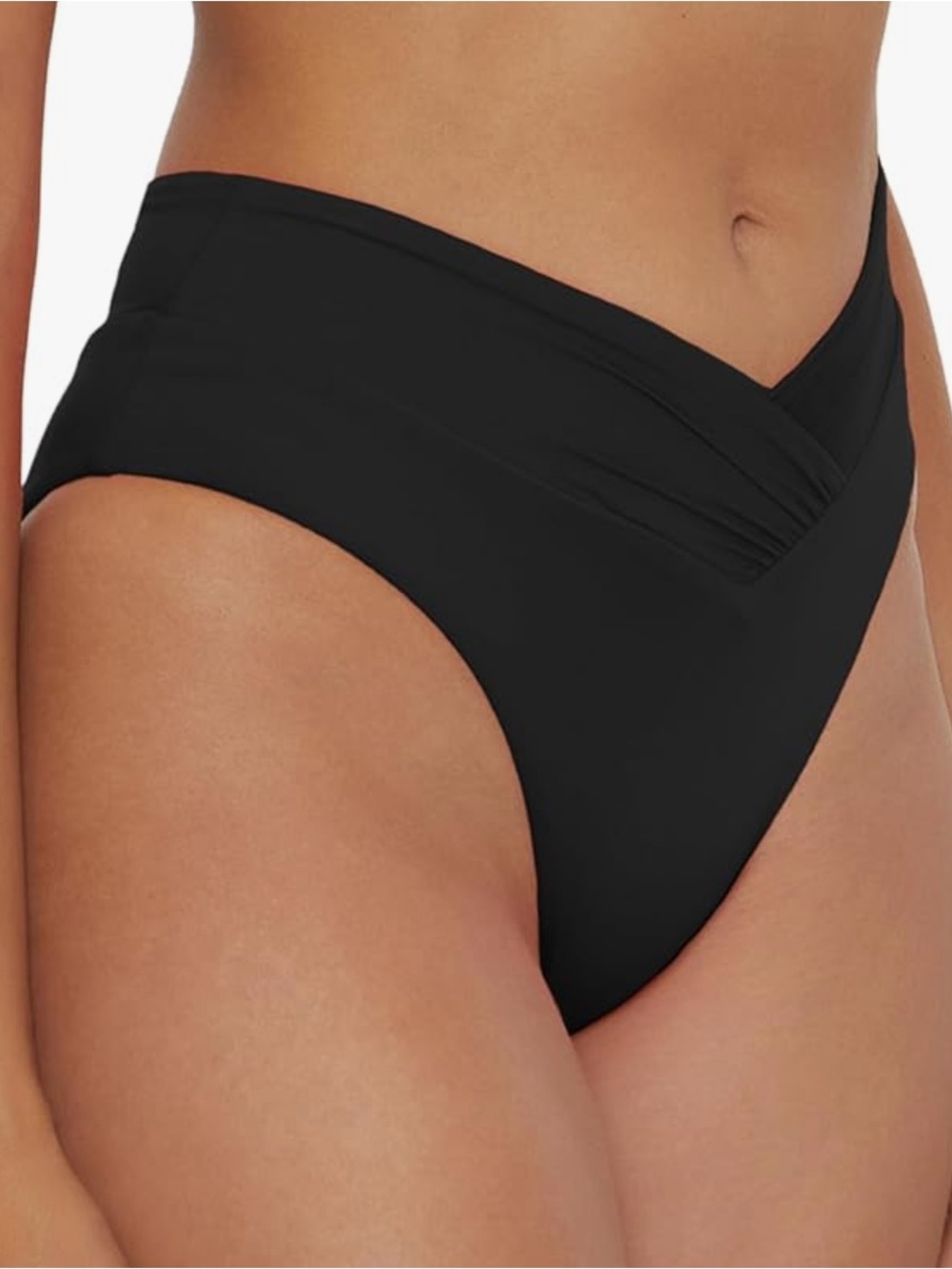 BECCA Color Code High Waisted Shirred Bikini Bottom, Cheeky Coverage-Sz MED - Picture 2 of 6